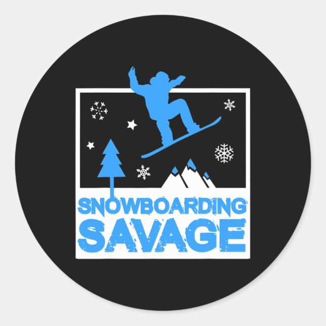 Sticker Rond Snowboard Savage Enfants Cool Jeunes Freestyle Nei (Devant)