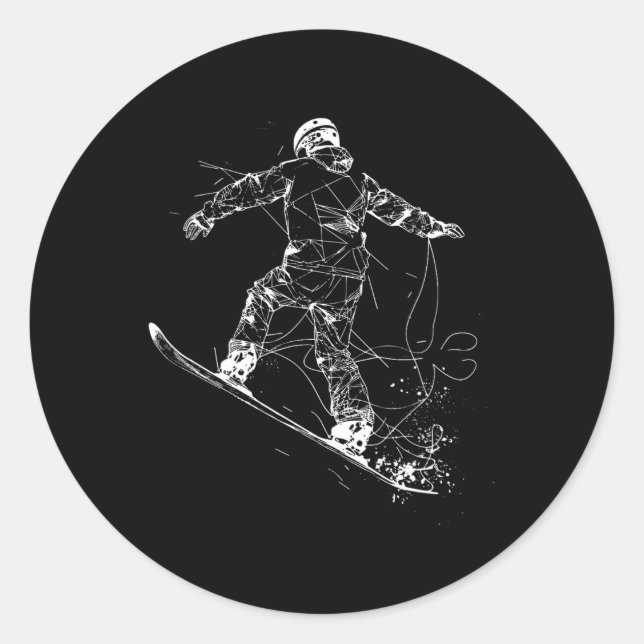 Sticker Rond Snowboard Sketch Snowboard Slope (Devant)