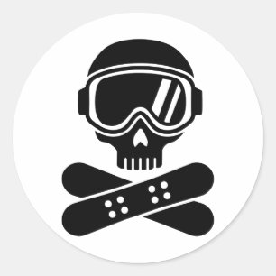 Sticker Rond Snowboard skull Gogggles