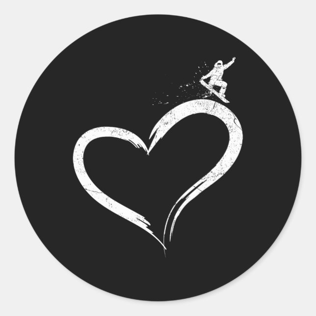 Sticker Rond Snowboard Snowboard Coeur Vintage (Devant)