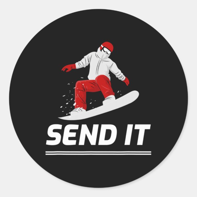 Sticker Rond Snowboard Snowboard Envoyer Snowboard Hiver (Devant)