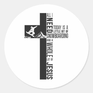 Sticker Rond Snowboard Snowboard Jesus Faith Cross