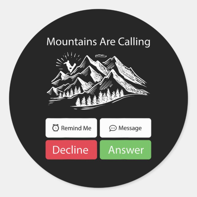 Sticker Rond Snowboard Snowboard Mobile Phone Display Mounta (Devant)