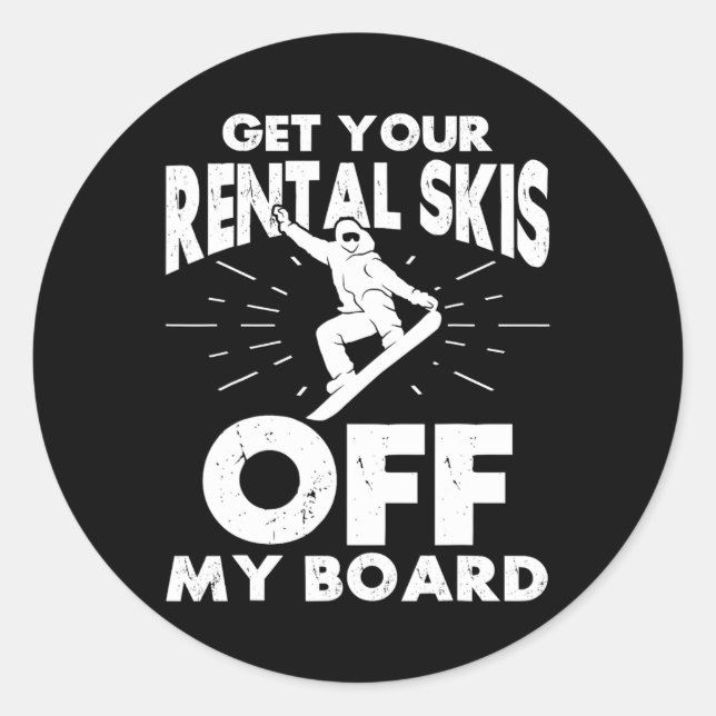 Sticker Rond Snowboard Snowboard Obtenez Votre Location Skis Ho (Devant)