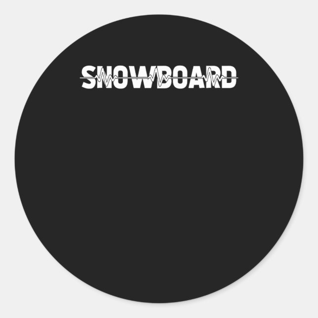 Sticker Rond Snowboard Snowboard Sports d'hiver - Ekg Heartbea (Devant)