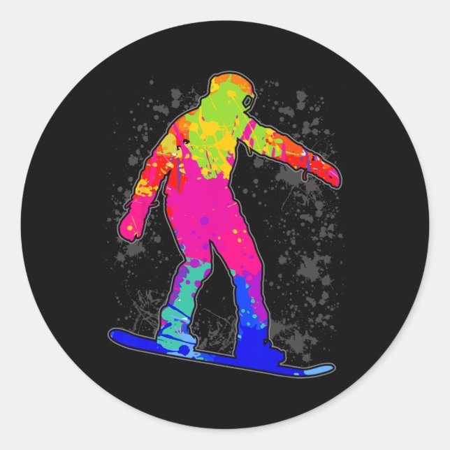 Sticker Rond Snowboard Snowboardeur Snowboard Garçons Enfants 2 (Devant)
