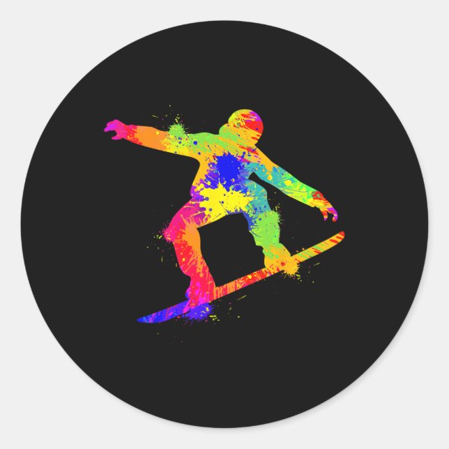 Sticker Rond Snowboard Snowboardeur Snowboard Garçons Enfants H (Devant)