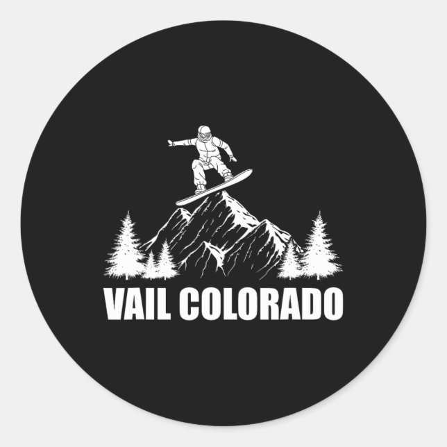 Sticker Rond Snowboard Vail Colorado Snowboard (Devant)