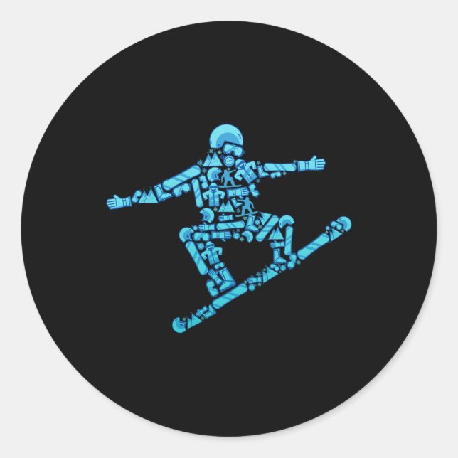 Sticker Rond Snowboard - Wintersports Snowboard Snowboard (Devant)