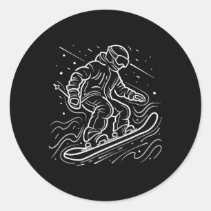 Sticker Rond Snowboarder Dessin Leçons de Snowboard