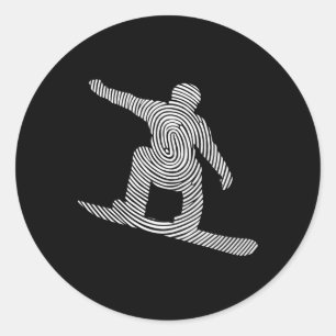 Sticker Rond Snowboarder Fingerprint hommes de snowboard
