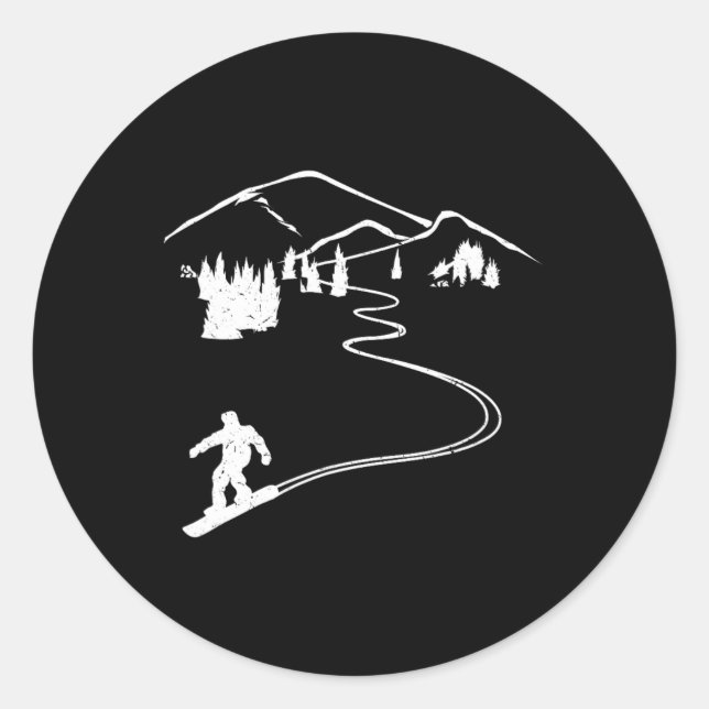 Sticker Rond Snowboarder Freeride Design Snowboard Apres Ski (Devant)