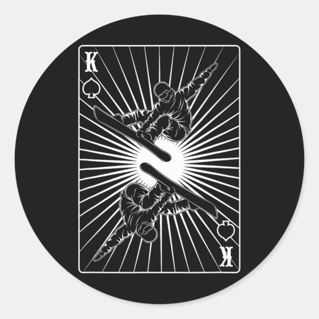 Sticker Rond Snowboarder King Freestyle Mountains Snowboard (Devant)