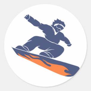 Sticker Rond Snowboarder silhouette - Choisir la couleur arrièr