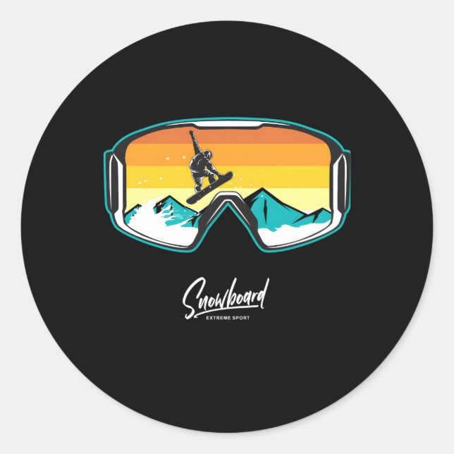 Sticker Rond Snowboarder Snow Boarding Snowboarders (Devant)