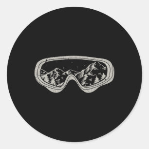 Sticker Rond Snowboarder Snowboard Goggets Hiver Sport Neige