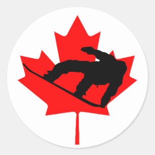 Sticker Rond Snowboardeur canadien