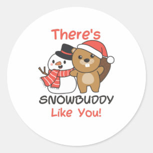 Sticker Rond Snowbuddy Like Snowman