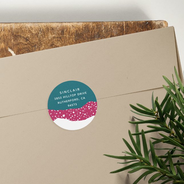 Sticker Rond Snowdrift | Adresse de retour de vacances (Créateur téléchargé)