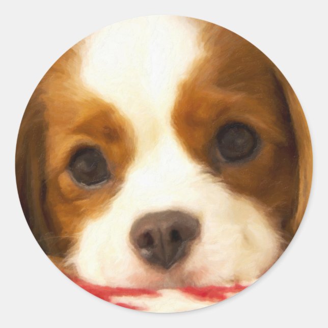 Sticker Rond Snowflake Cavalier King Charles Spaniel (Devant)