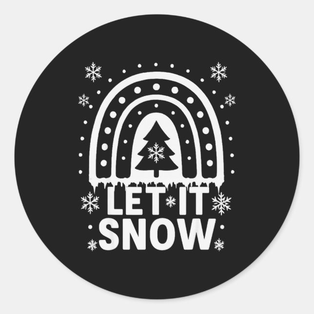 Sticker Rond Snowflake Christmas Teacher Student Cute Rainbow L (Devant)