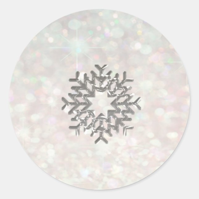 Sticker Rond Snowflake hiver Parties scintillant romantique pét (Devant)