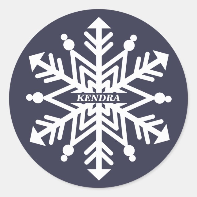 Sticker Rond Snowflake Personnalisé Avec Votre Nom (Devant)