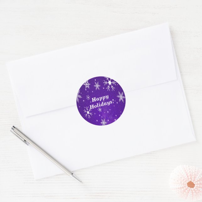 Sticker Rond Snowflakes aux chevalets ronds Arrière - plans ble (Enveloppe)