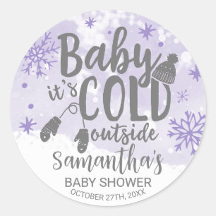 Sticker Rond Snowflakes Baby It's Cold Outside Baby shower
