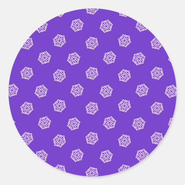 Sticker Rond Snowflakes motif sur bleu (Devant)