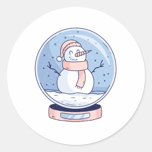 STICKER ROND SNOWGLOBE SNOWMAN (Devant)