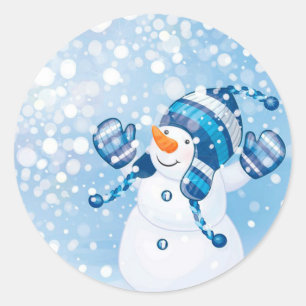 Sticker Rond Snowman