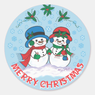 Sticker Rond Snowman