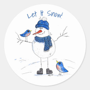 Sticker Rond Snowman à longue jambe