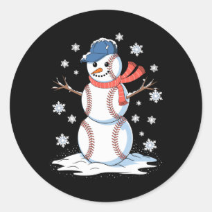 Sticker Rond Snowman Baseball Hiver Amateurs de sports Hommes F
