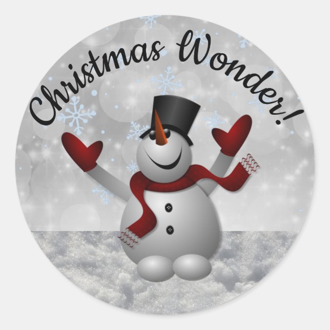 Sticker Rond Snowman Christmas Merveilleuse Avec Parties scinti (Devant)