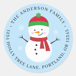 Sticker Rond Snowman Christmas Return Adresse Label Round