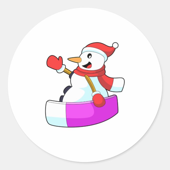 Sticker Rond Snowman comme Snowboardeur avec Sonowboard.PNG (Devant)