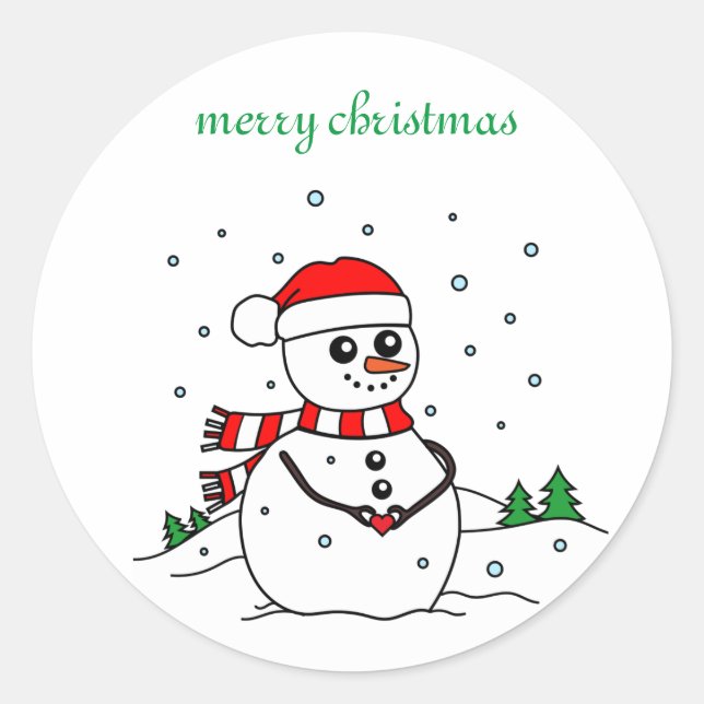 Sticker Rond Snowman d'hiver (Devant)