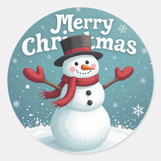 Sticker Rond Snowman et Joyeux Noël (Devant)
