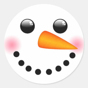 Sticker Rond Snowman face