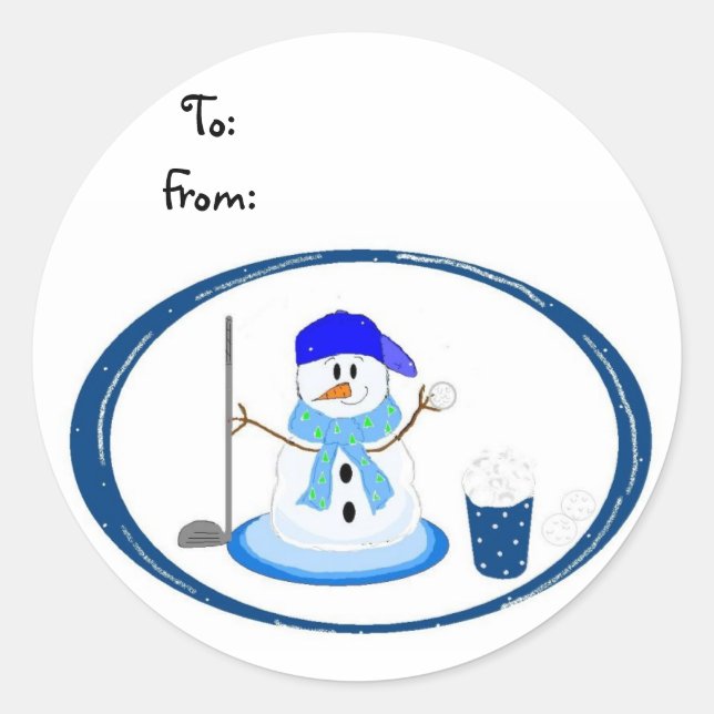 Sticker Rond Snowman Golfer (Devant)