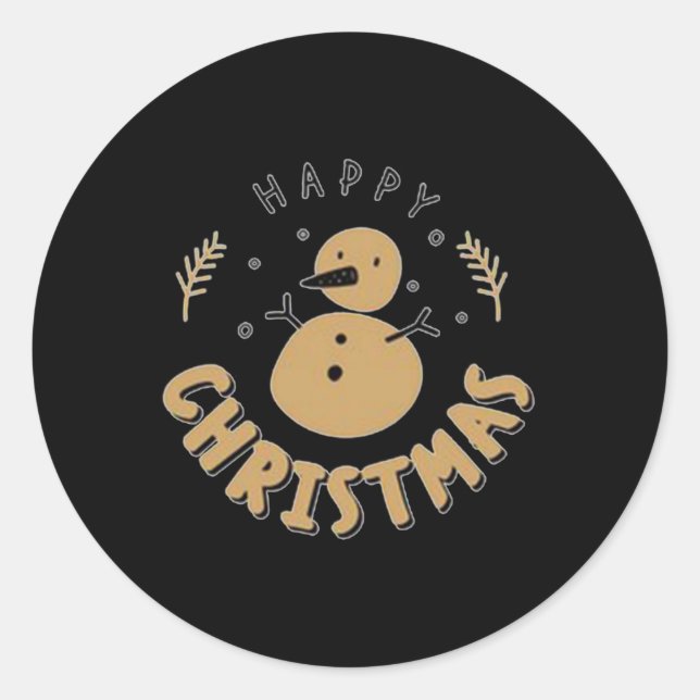 Sticker Rond Snowman Happy Christmas T Shirt  (Devant)