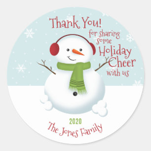 Sticker Rond Snowman Holiday Cheval