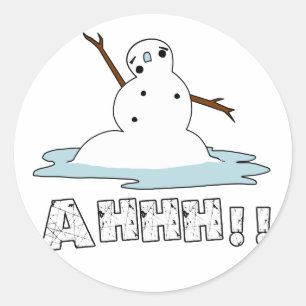 Sticker Rond Snowman Melting