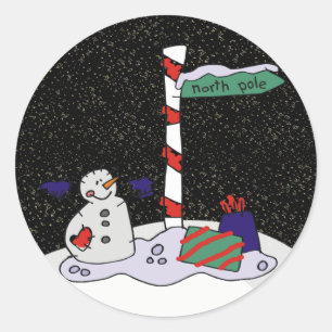 Sticker Rond Snowman & Pôle Nord -