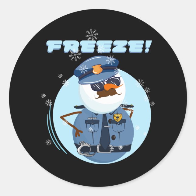 Sticker Rond Snowman Snowmen Police Cop Freeze (Devant)
