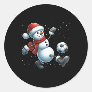 Sticker Rond Snowman Soccer Noël Snow Boys Filles Enfants Noël