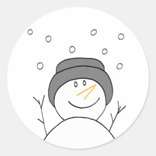 Sticker Rond Snowman souriant