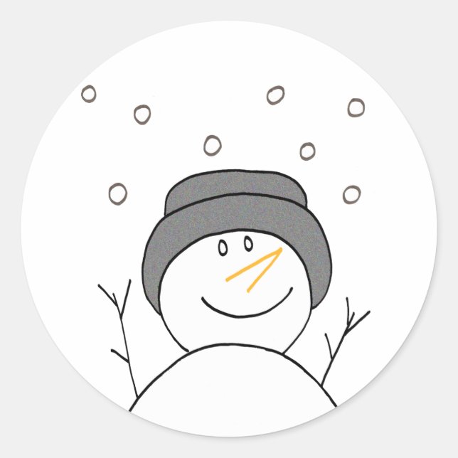 Sticker Rond Snowman souriant (Devant)